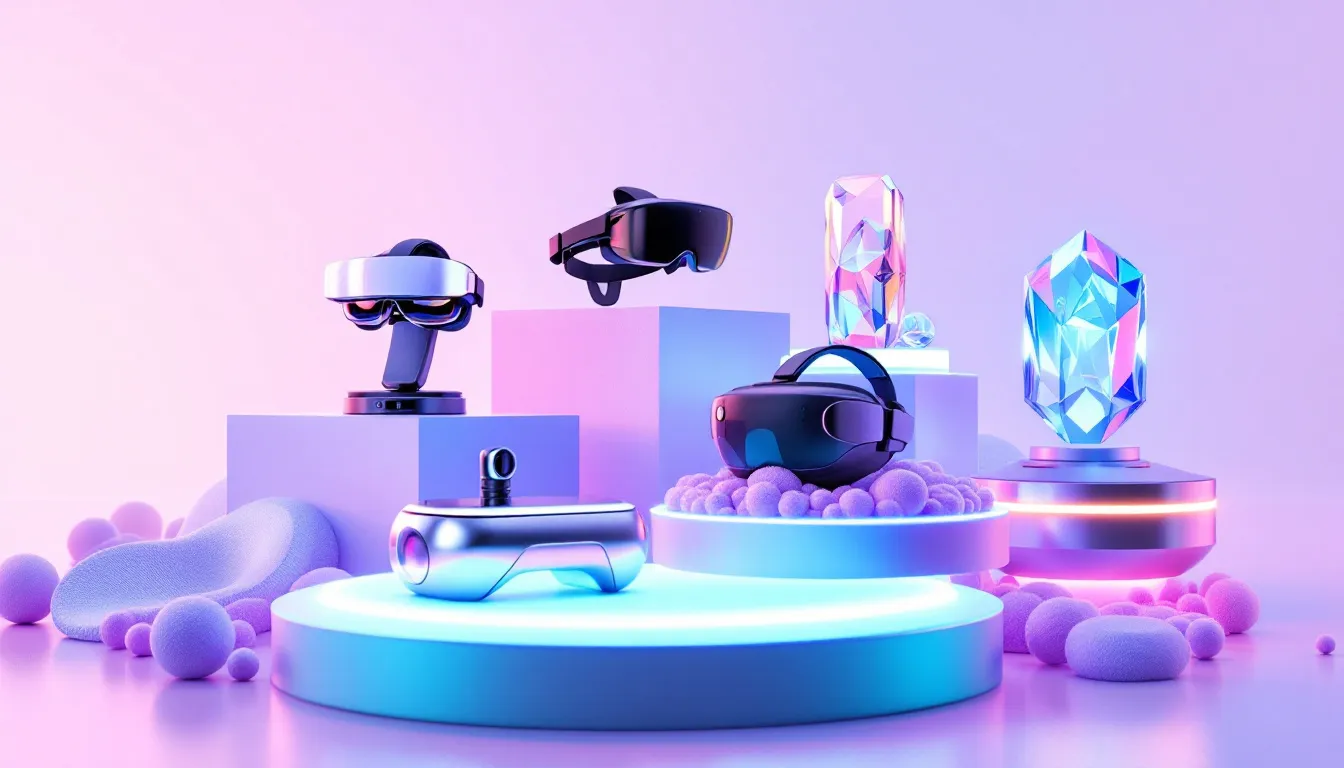 Verschiedene Geräte für Augmented Reality, die nebeneinander angeordnet sind.