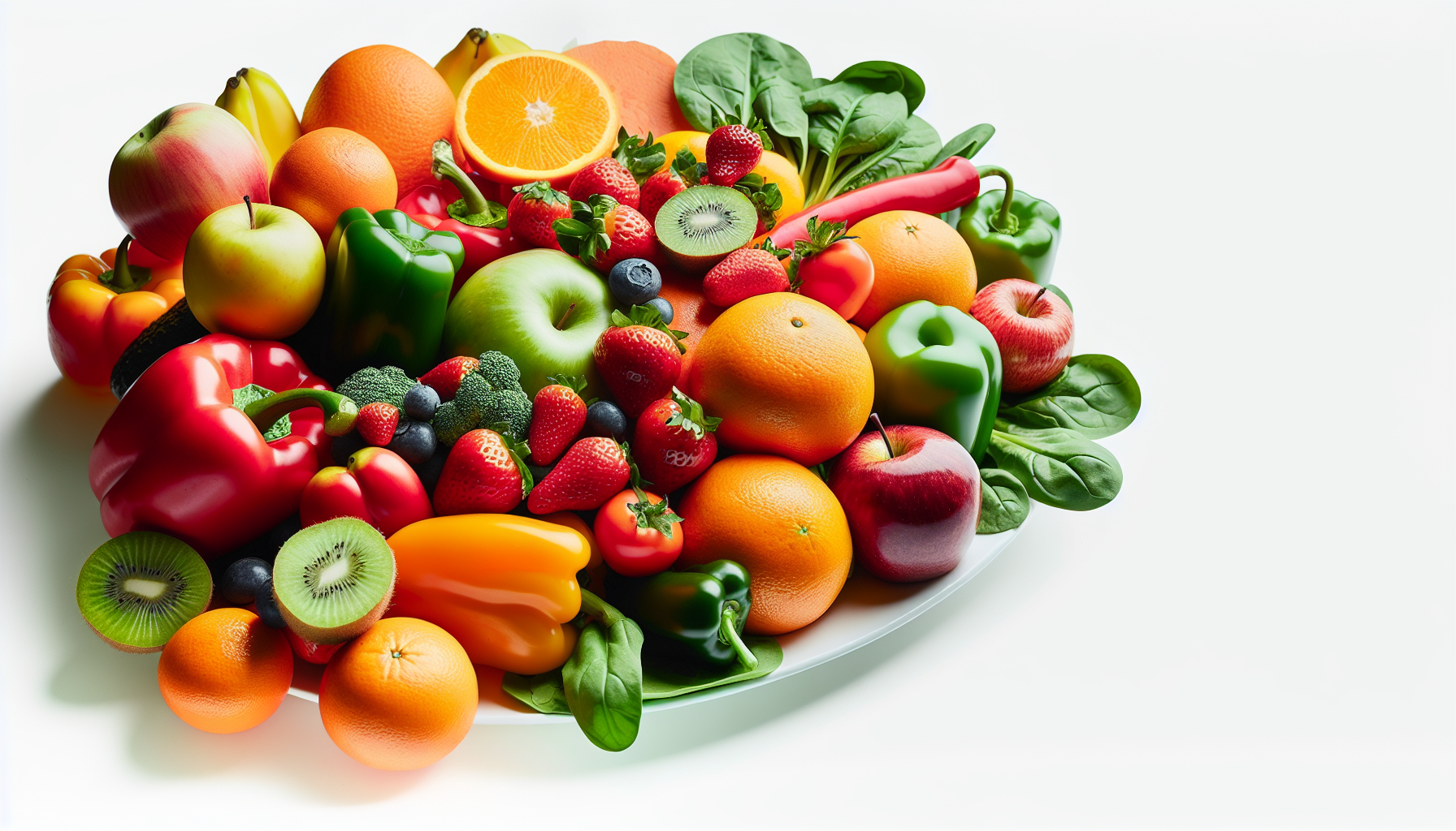 Plate of colorful fruits and vegetables