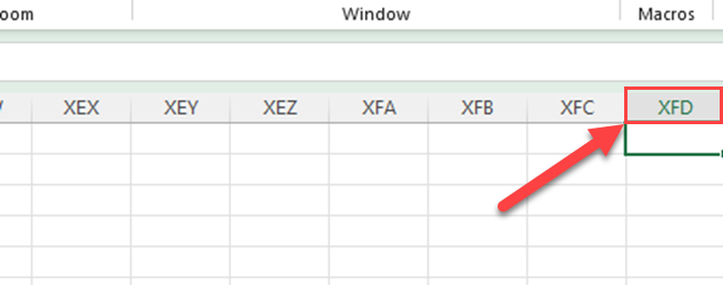 The last column in Excel - XFD