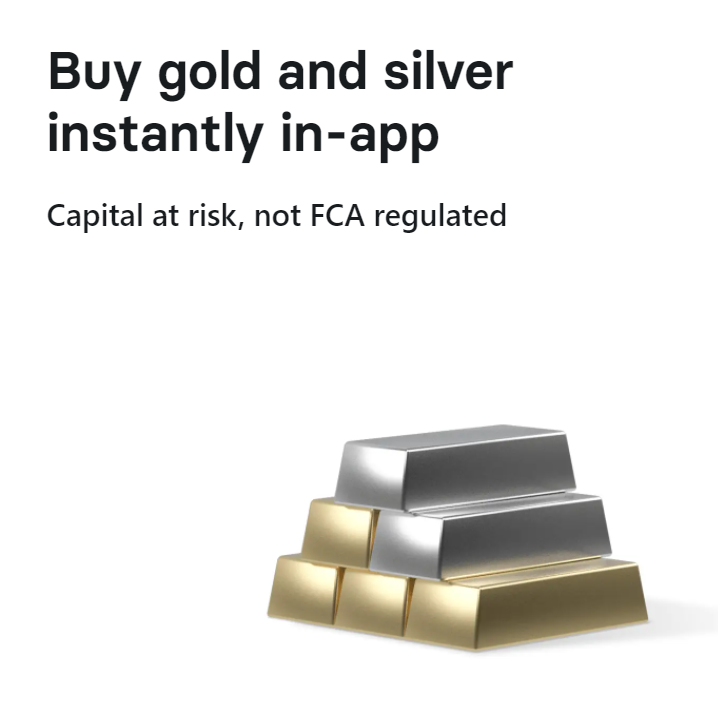 Revolut te permite comerciar con plata y oro, entre otros metales y materias primas. 
