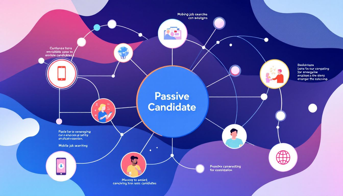 An illustration showing strategies for engaging passive candidates on LinkedIn.