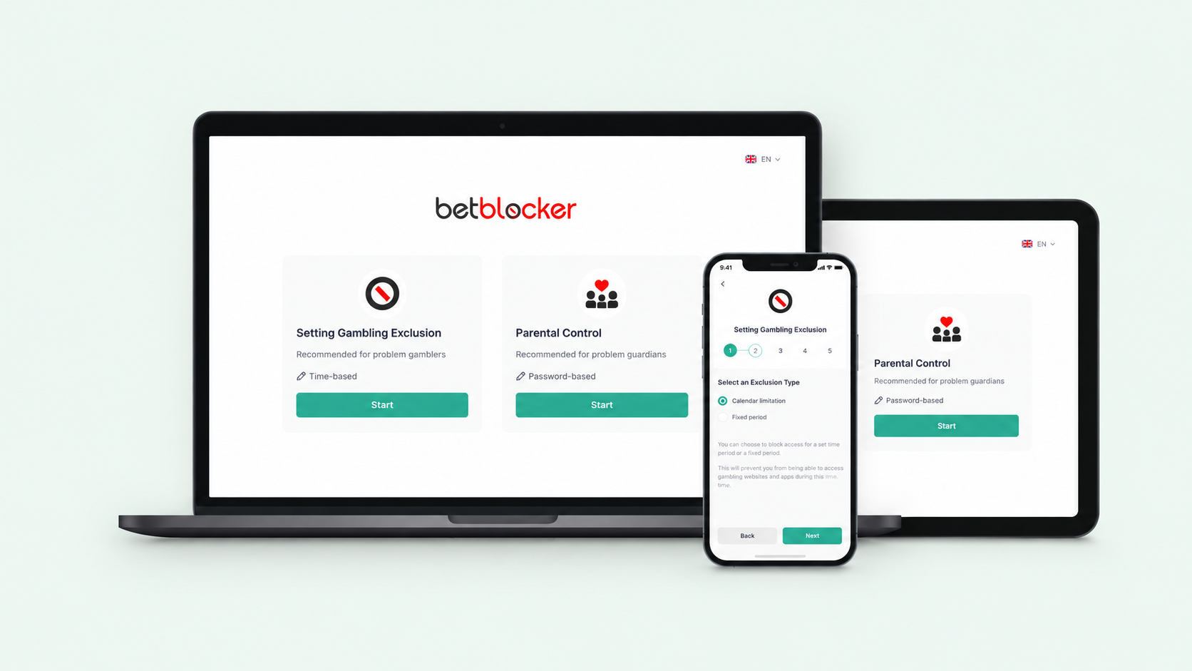 BetBlocker beschikbaar op laptop, tablet en smartphone voor het blokkeren van kansspelsites.