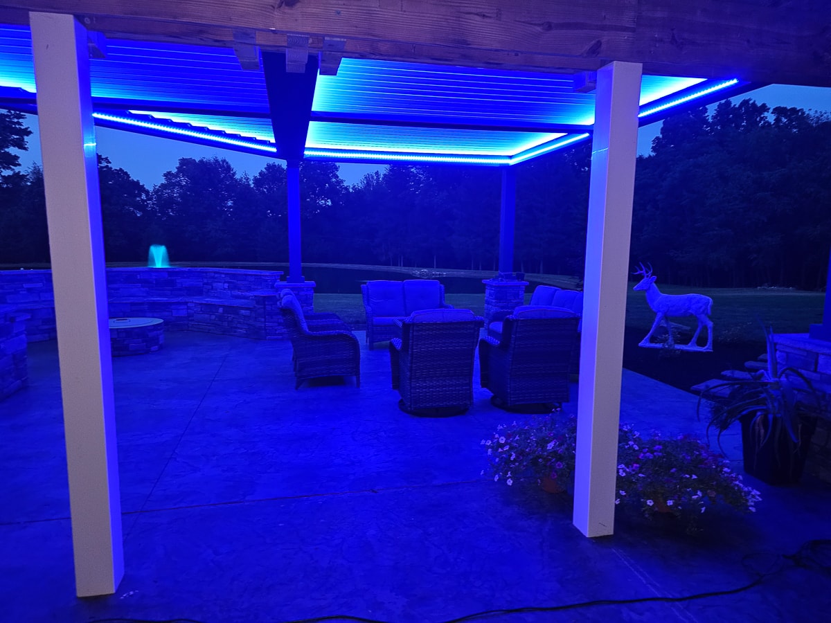 An aluminum louvered pergola  offer a wonderful time with friends and family.