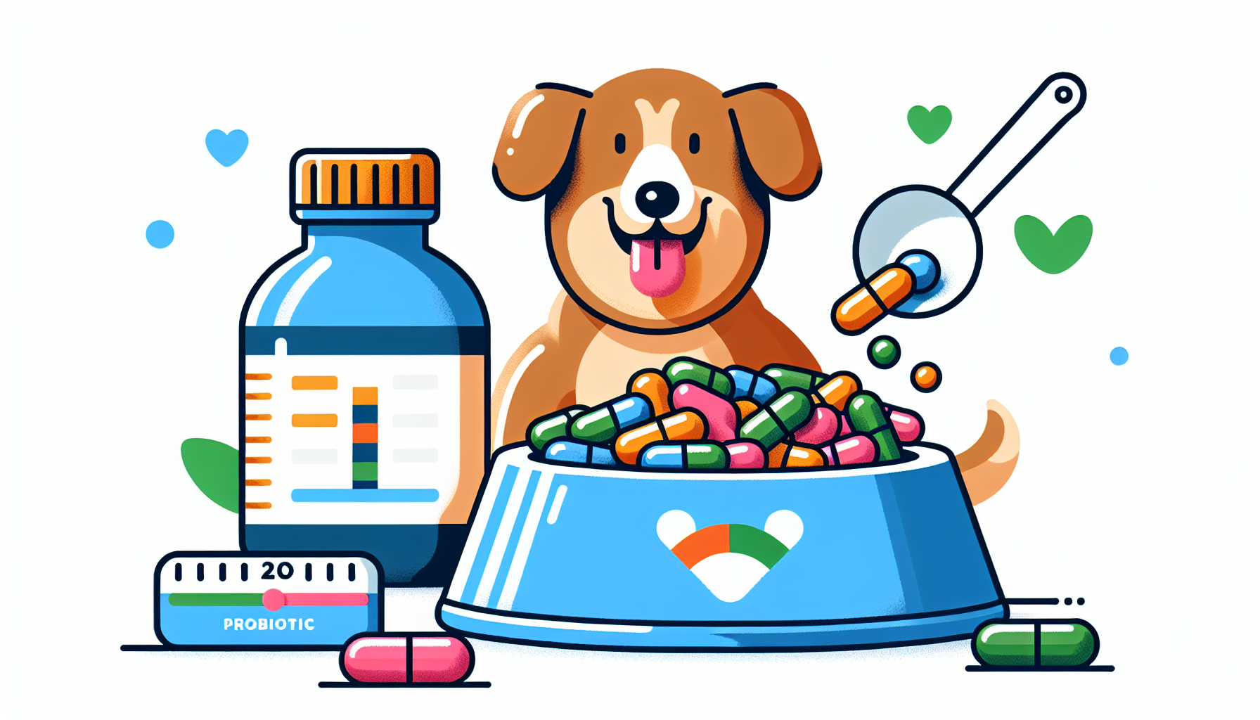 Illustration of integrating probiotics into a dog's diet