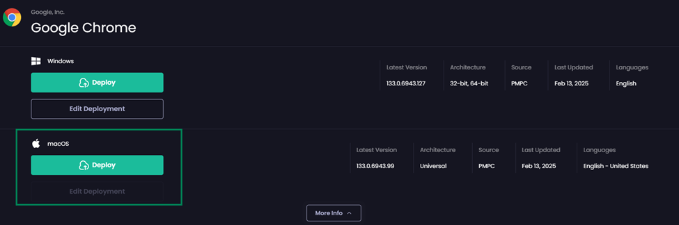 deploying the macOS app from the Patch My PC portal