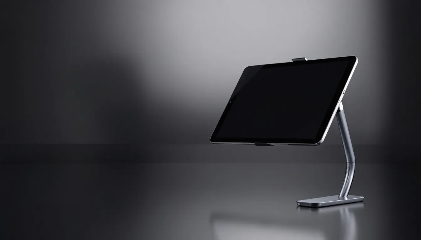 Tabletständer für Messen und Events, die praktische Halterungen für Tablets zeigen.