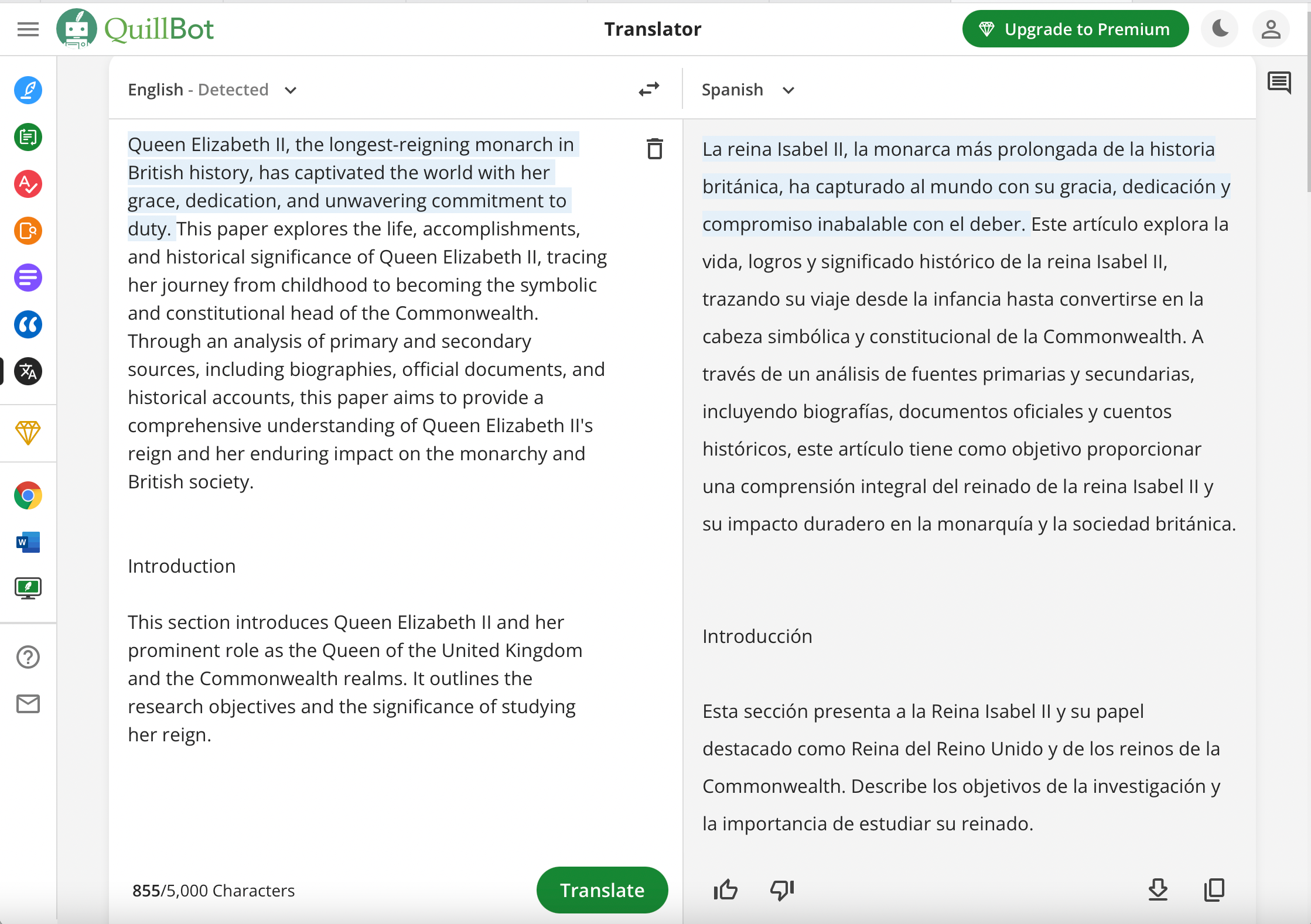 Quillbot Translator