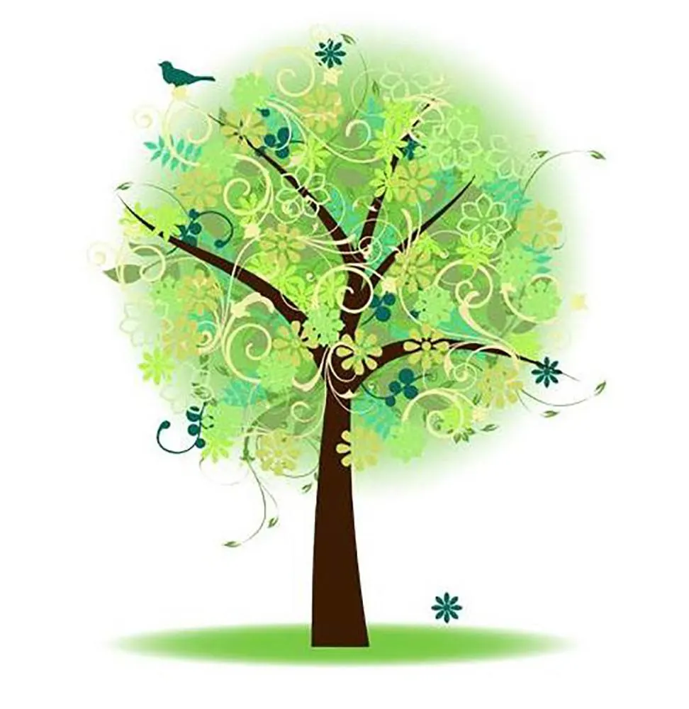 A digital art image of a green tree outdoors.