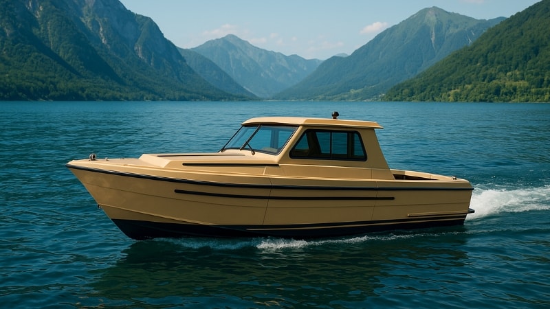 Boat wrapped in skin matte vinyl film