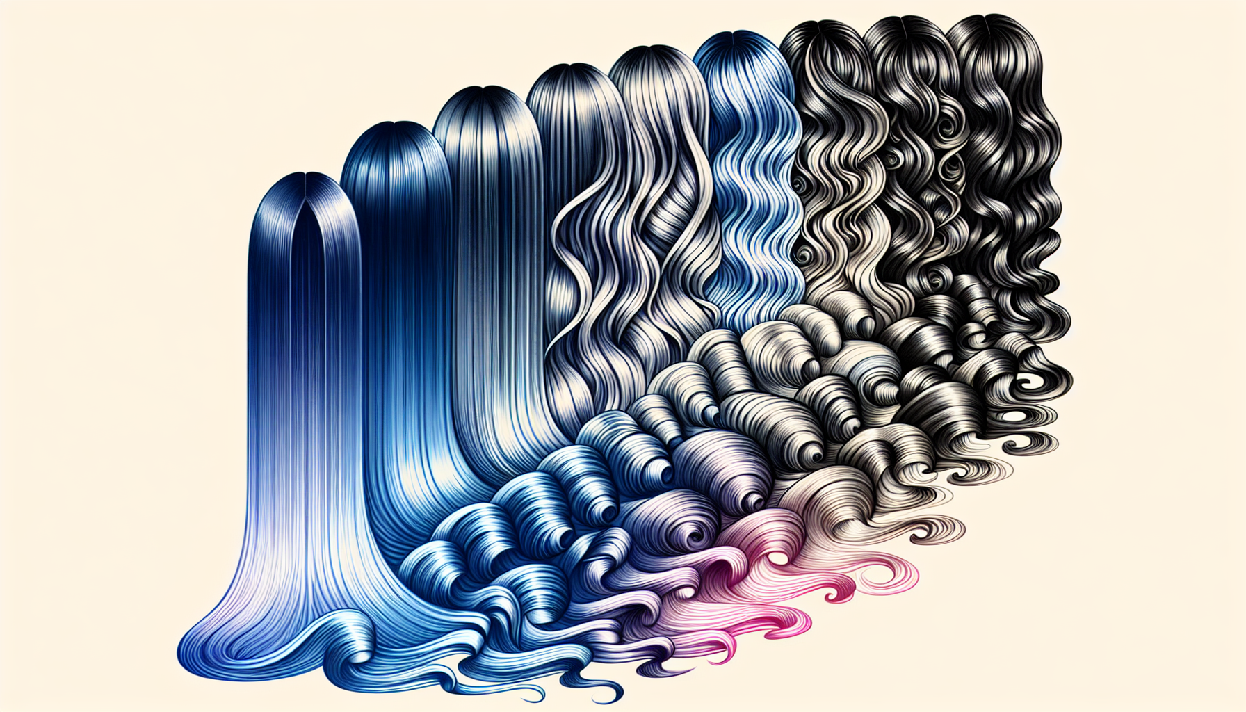 Illustration of wavy hair texture spectrum