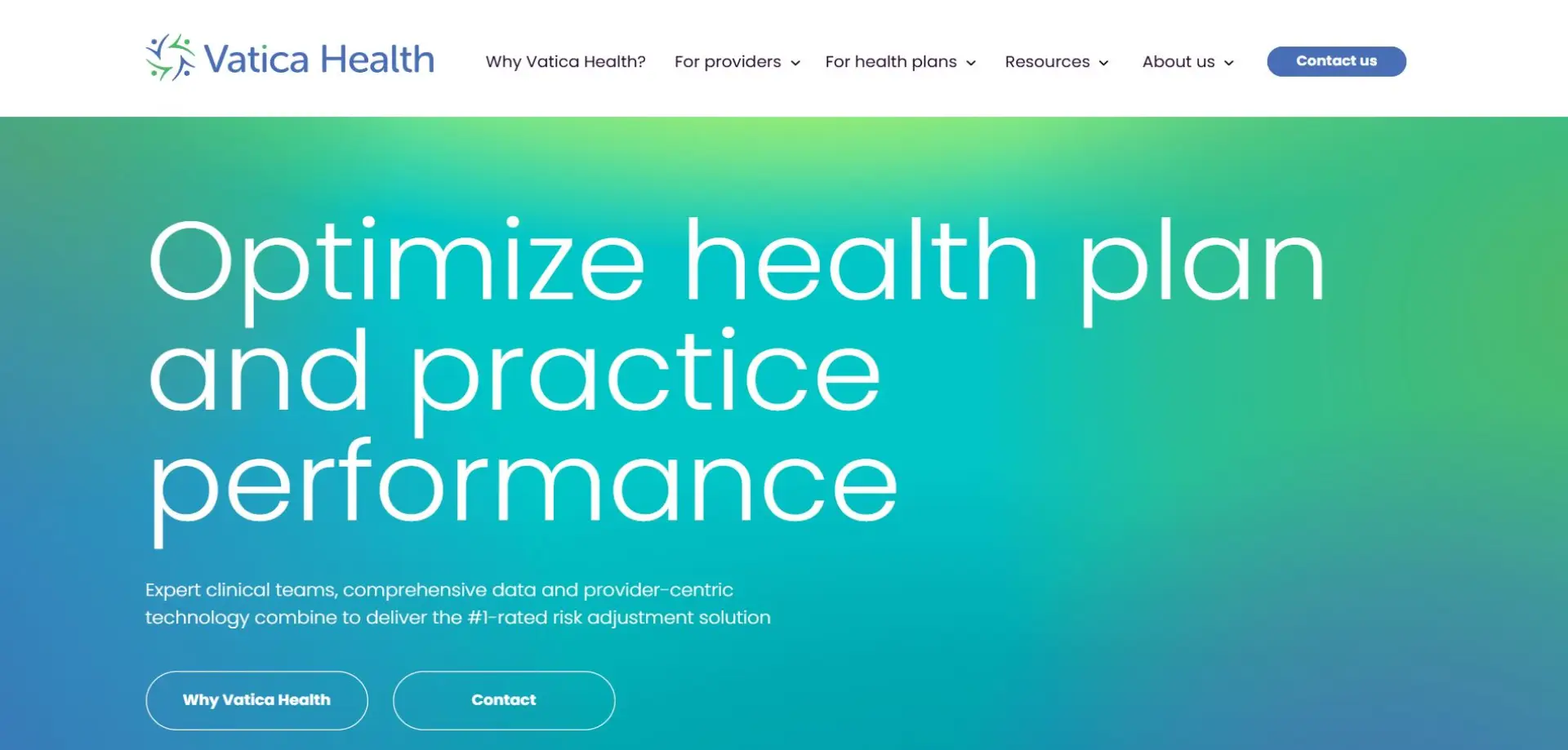 Homepage of Vatica Health website