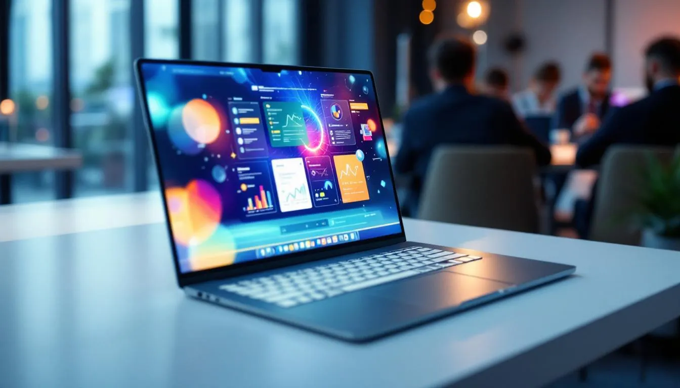 Un ordinateur portable utilis&eacute; lors d'un &eacute;v&eacute;nement professionnel.