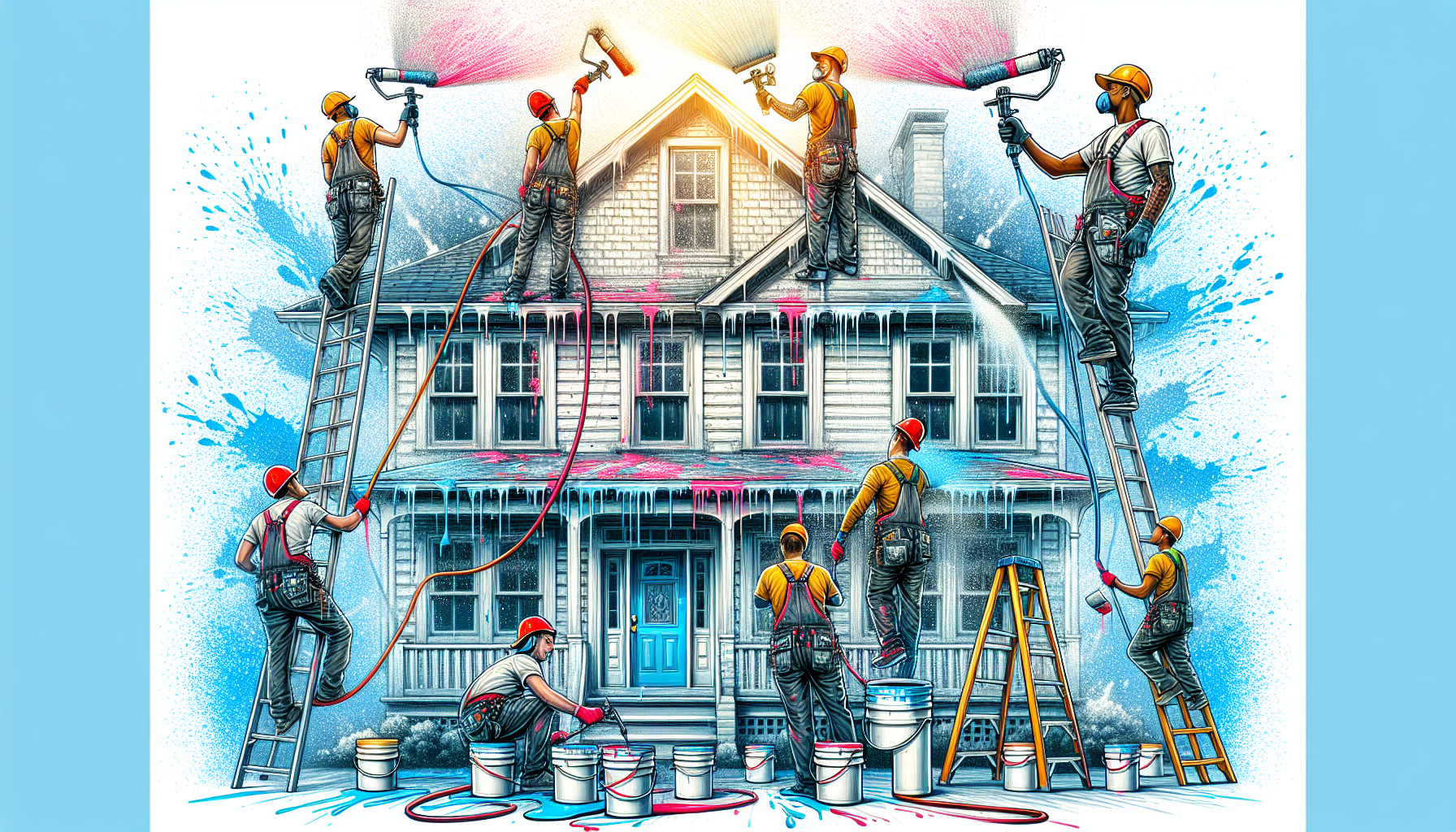 Illustration of a house exterior being painted