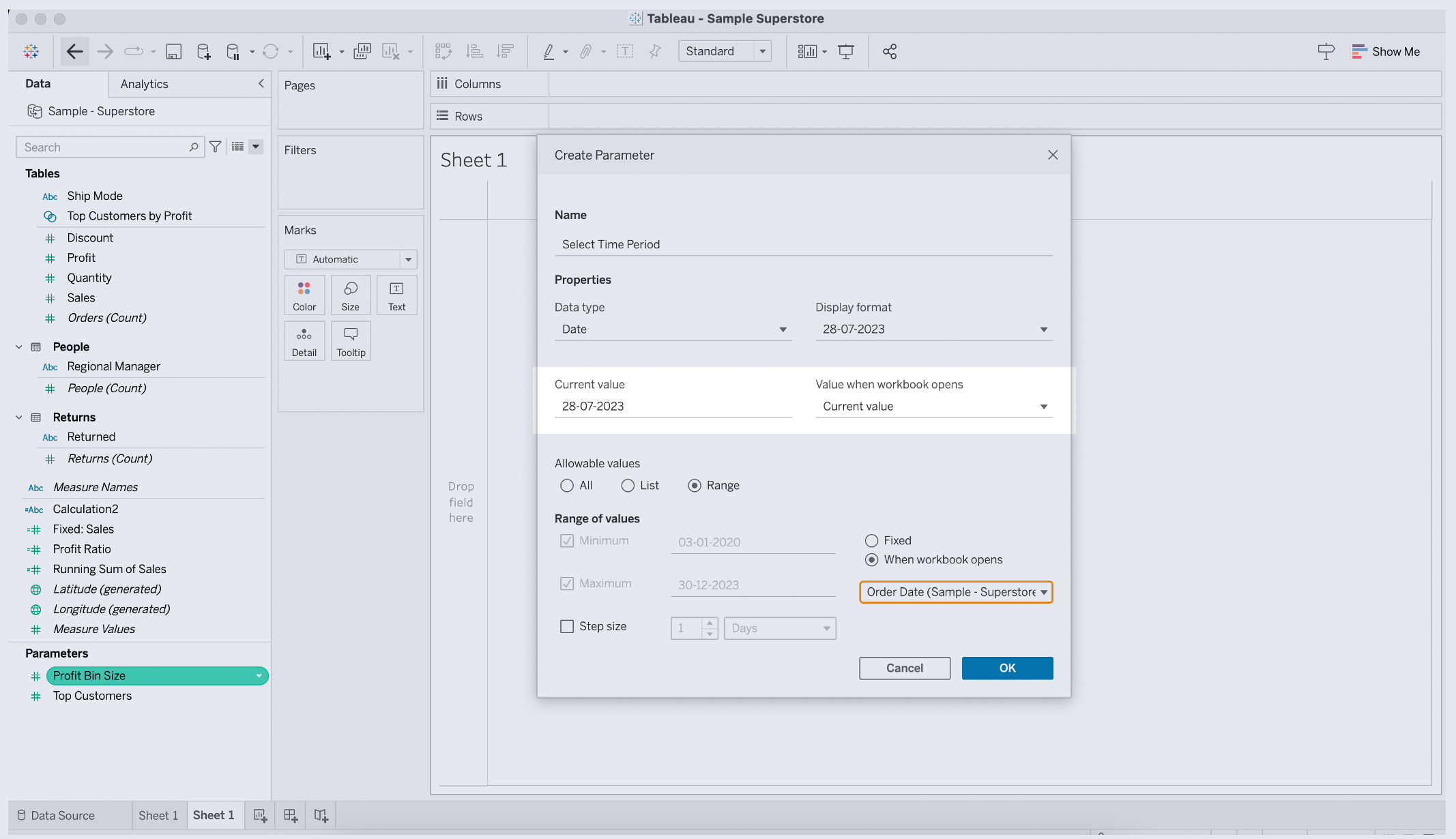 Set default value of the parameter