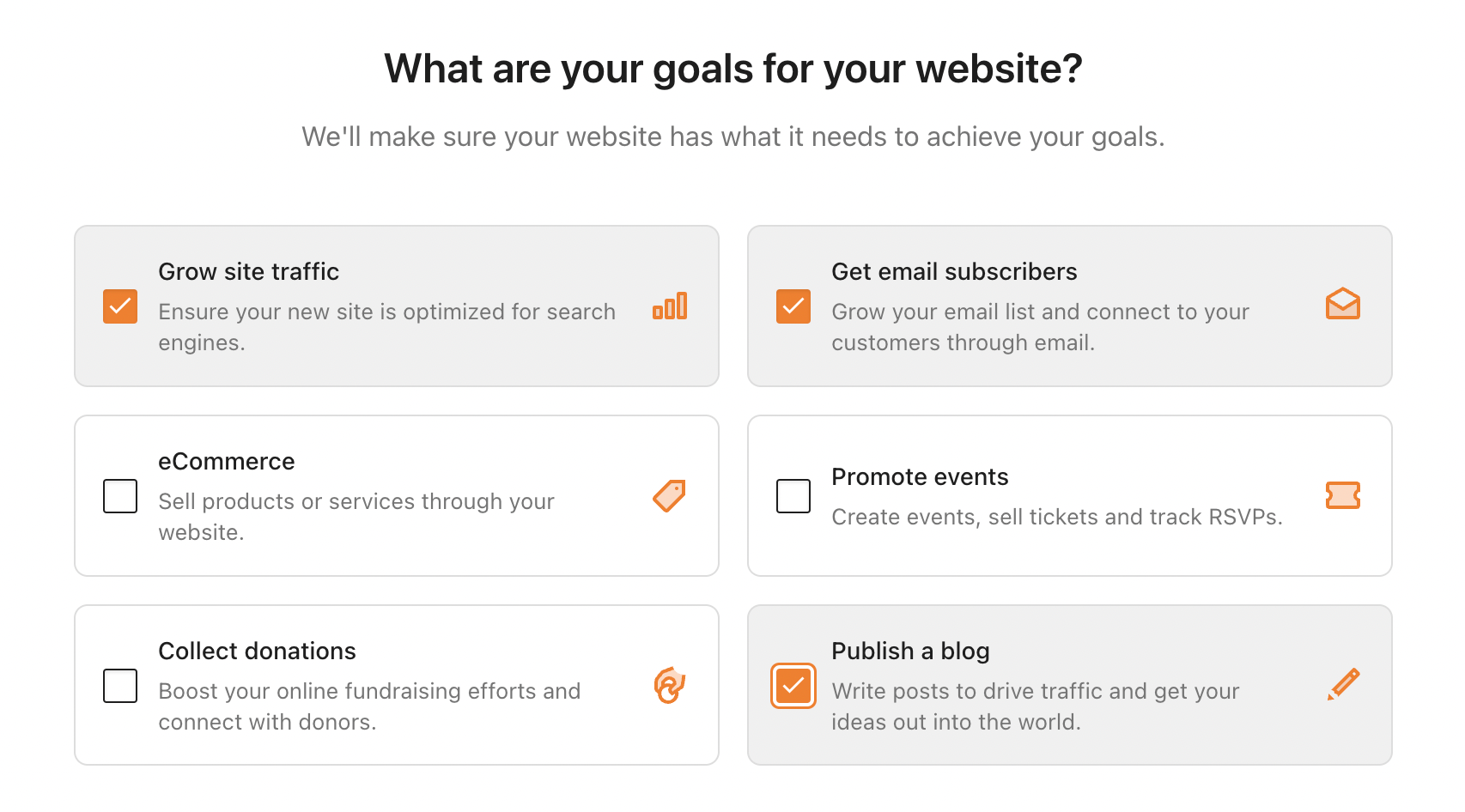 Website goals