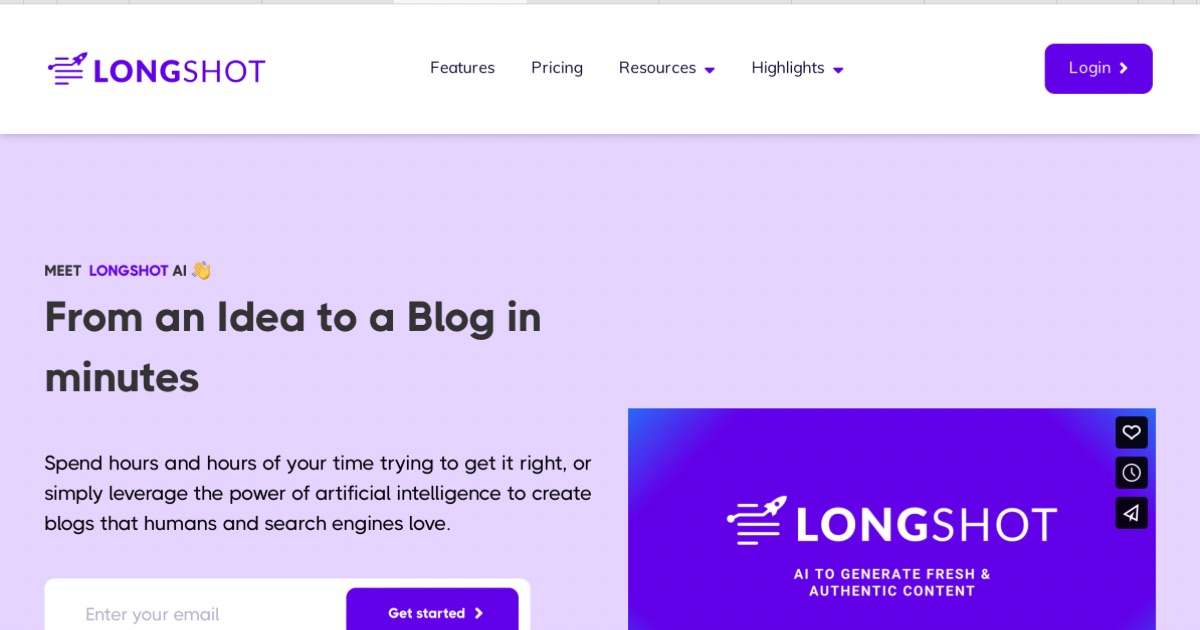 Longshot ai homepage