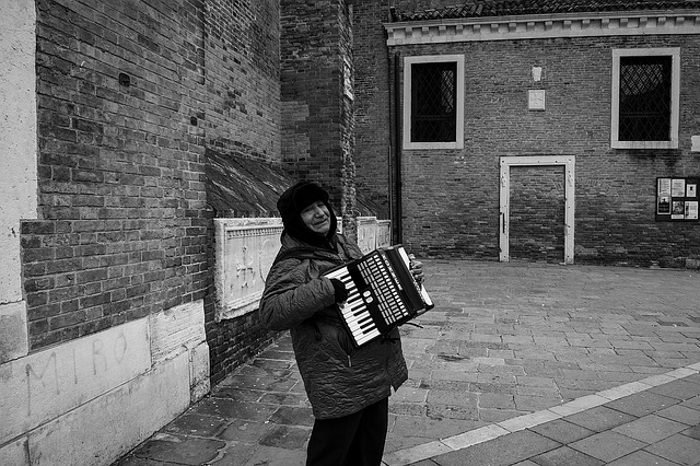 old, man, accordion