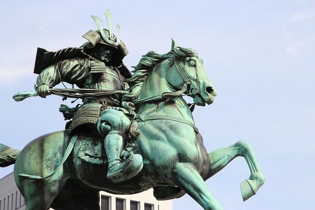 statue, equestrian, bronze, japan