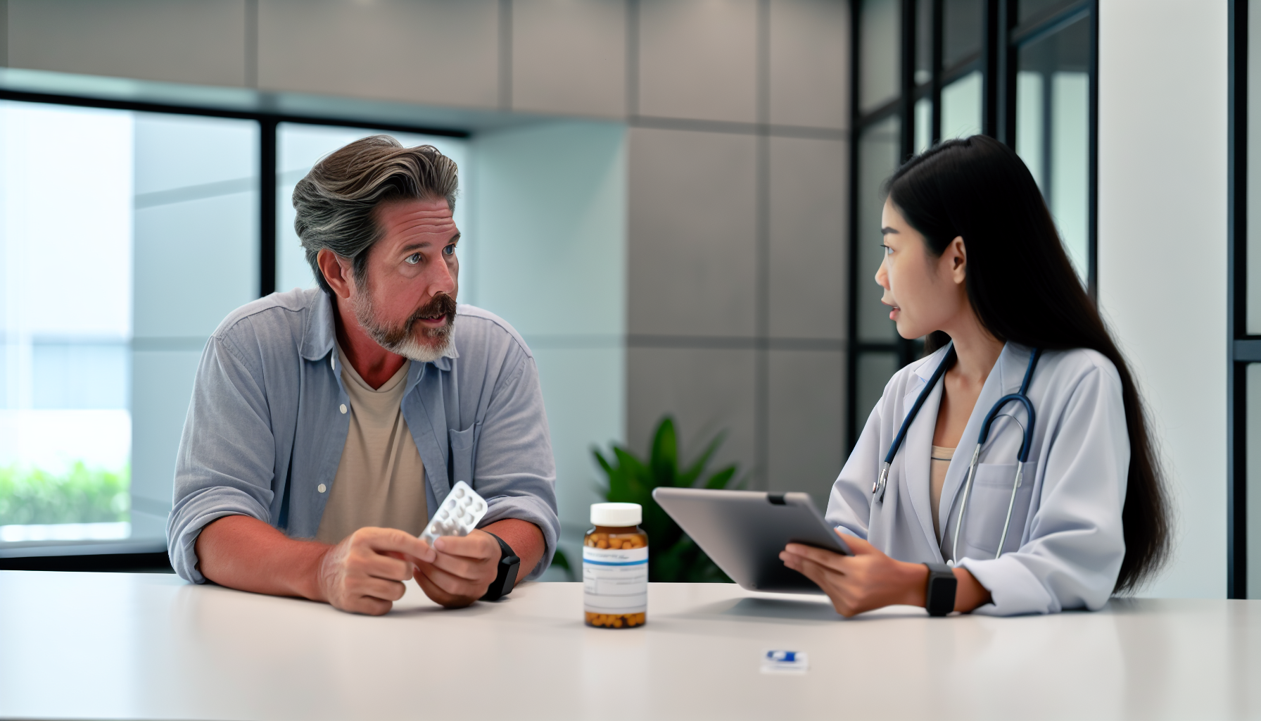 Photo of a person consulting with a healthcare provider about safe use of painkillers for herniated disc treatment