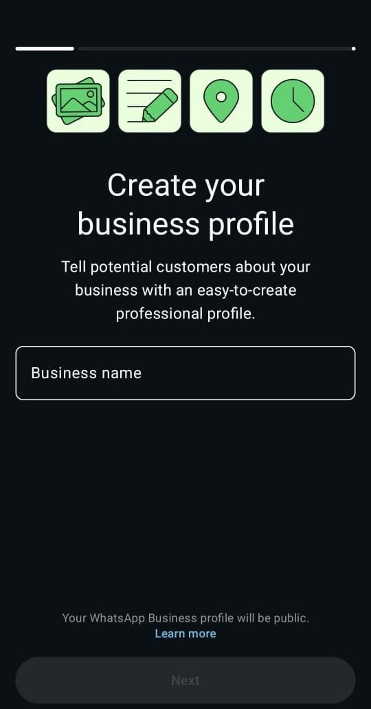 Create a WhatsApp Business profile