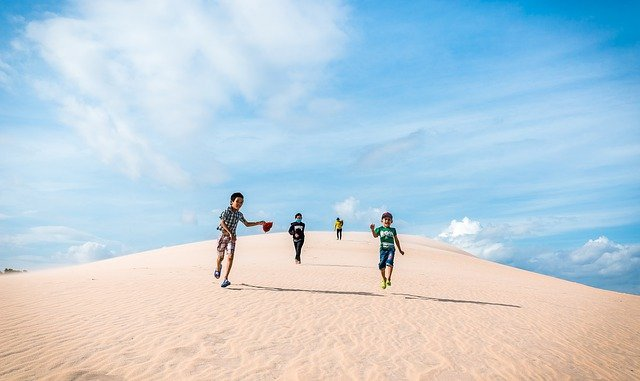 desert, children, sand