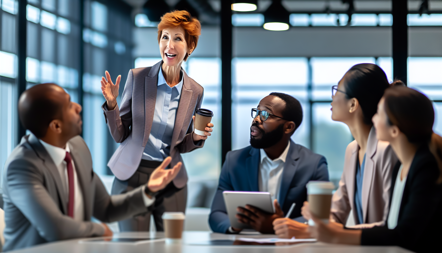 Photo of team collaboration in a business setting