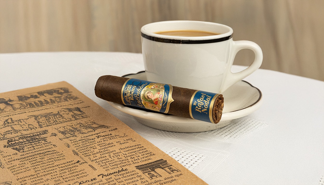 A close-up of an Aging Room La Boheme Mimi cigar, highlighting its balanced flavor.