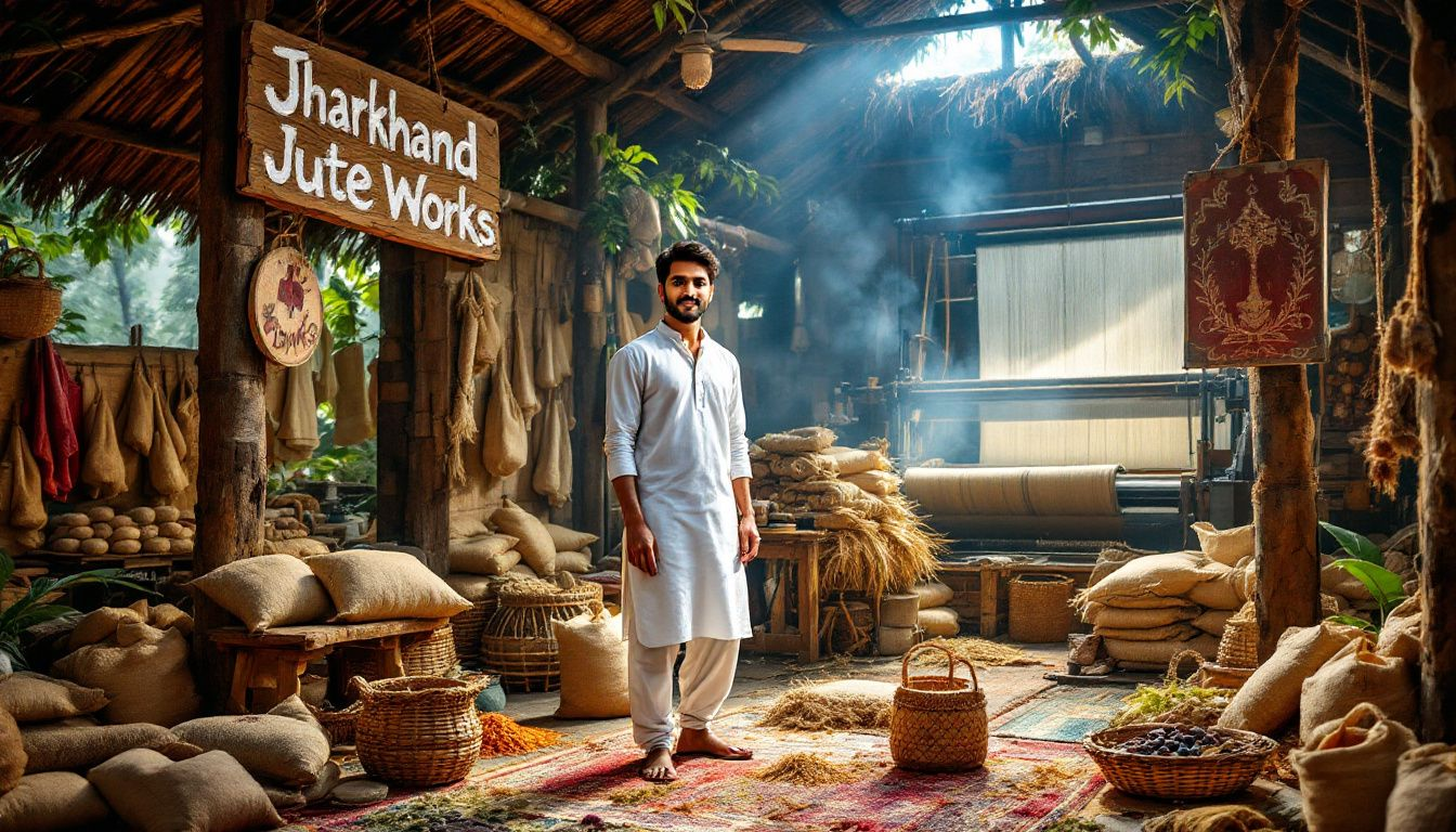 57f7adcc 8ac9 40ed 9ac7 884641c397e9 A workshop producing jute products in Jharkhand, illustrating a local business idea.