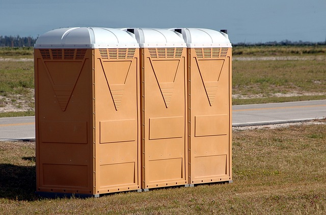 A row of porta potties ready for maintenace.