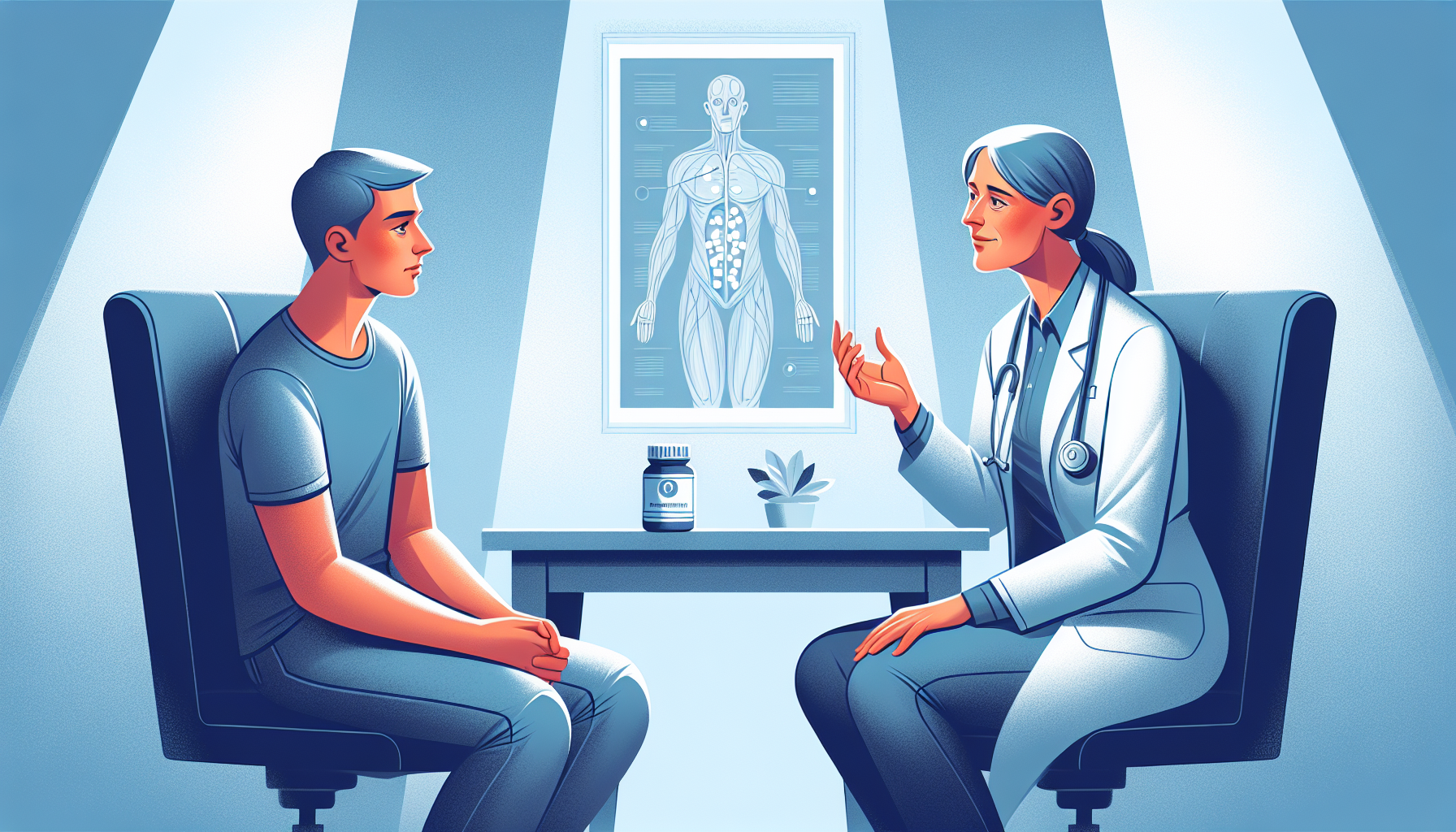 Illustration of a person consulting with a healthcare provider