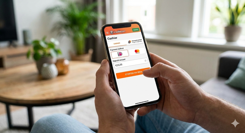 iDEAL storten bij een online bookmaker via mobiel – directe storting van €20 met veilige bankkoppeling, snelle transacties en minimale storting bij legale Nederlandse bookmakers.