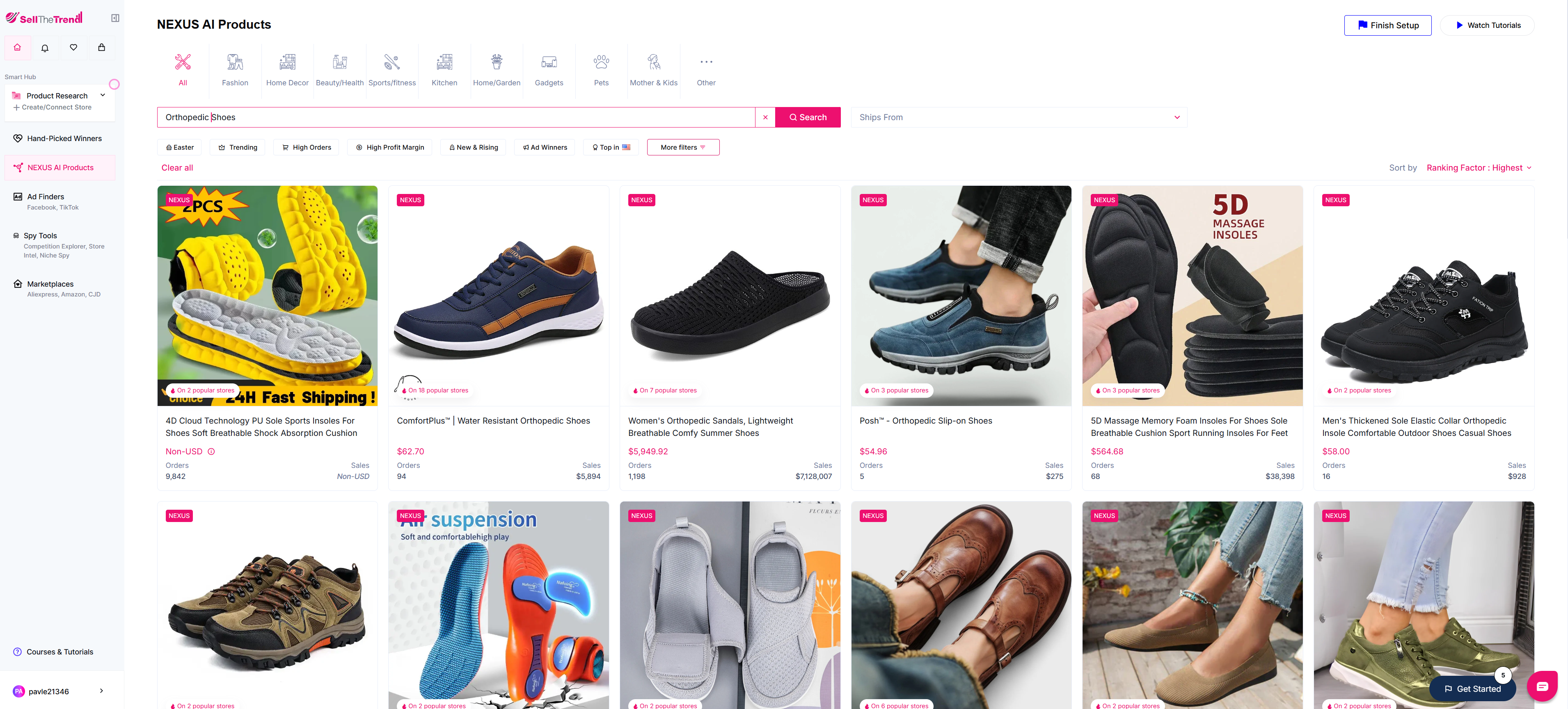 using sell the trend nexus ai for orthopedic footwear