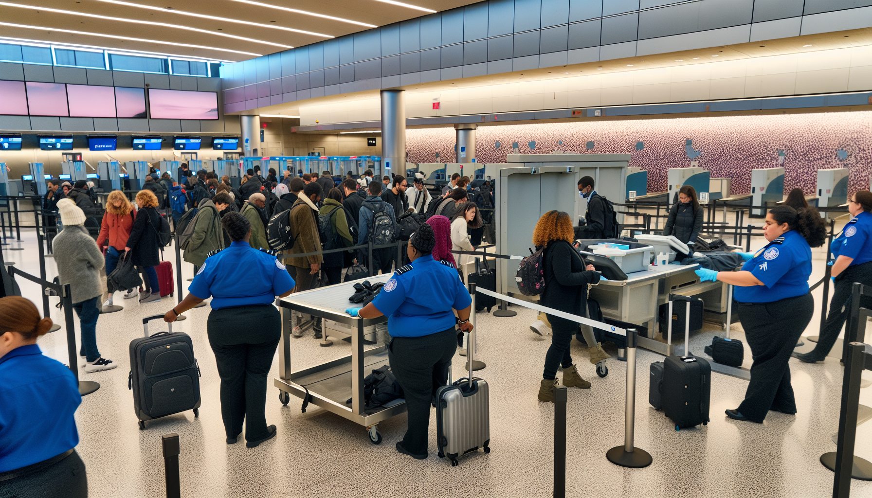 TSA security checkpoint at JFK Terminal 7