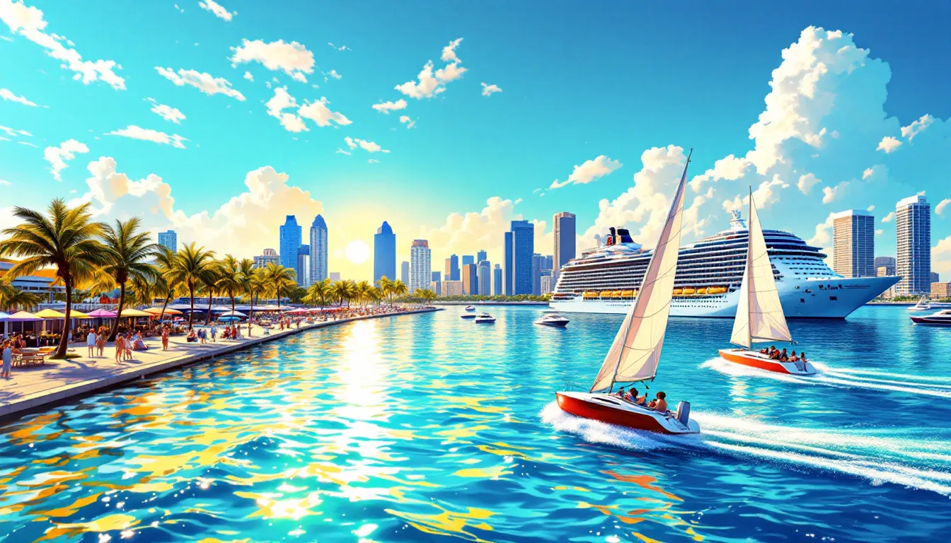 Popular boating destinations in Miami, with a focus on the beautiful Biscayne Bay.