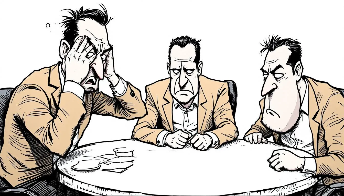 A group of men discussing their experiences with imposter syndrome.