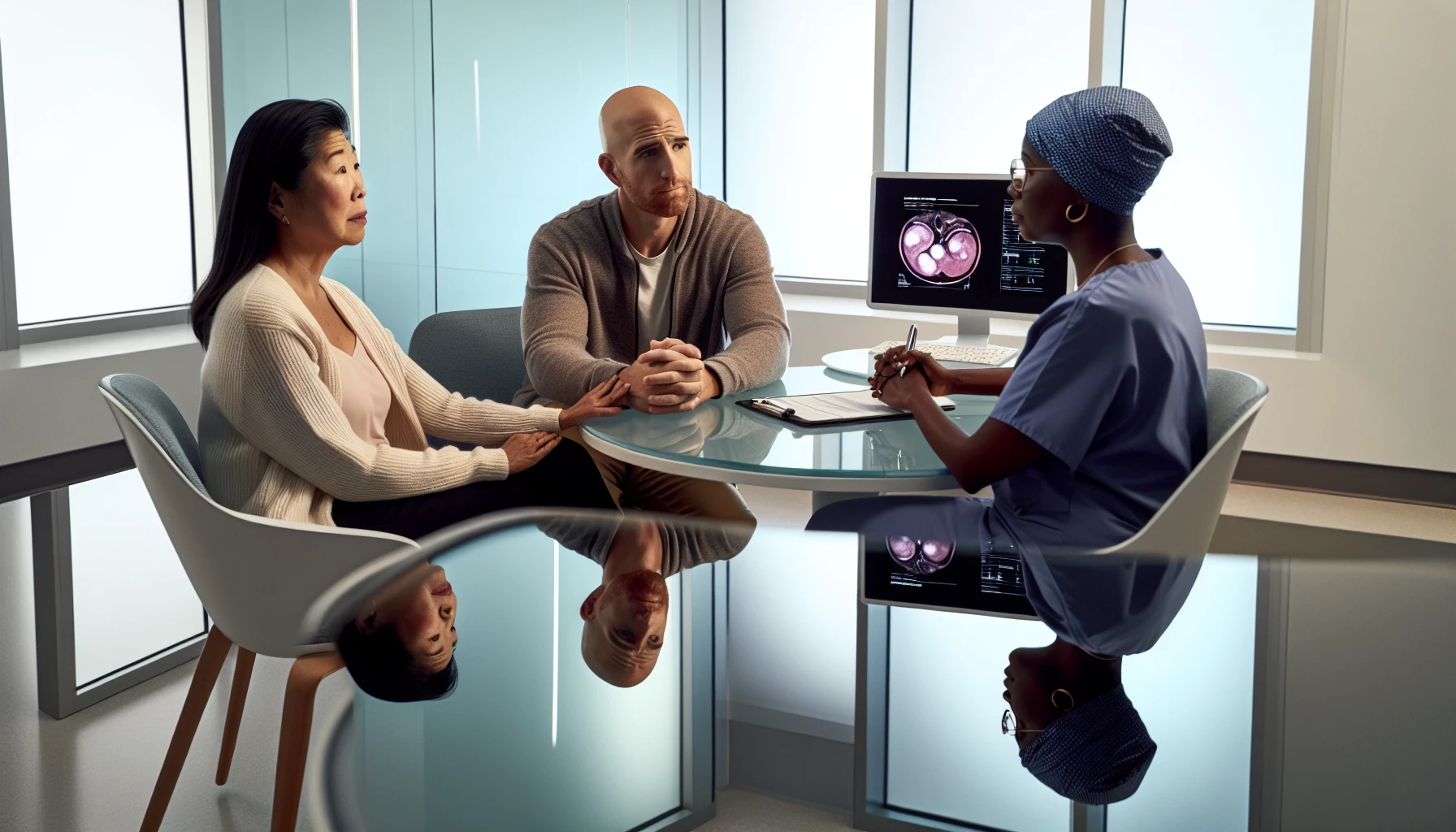 Couple discussing fertility preservation options before chemotherapy