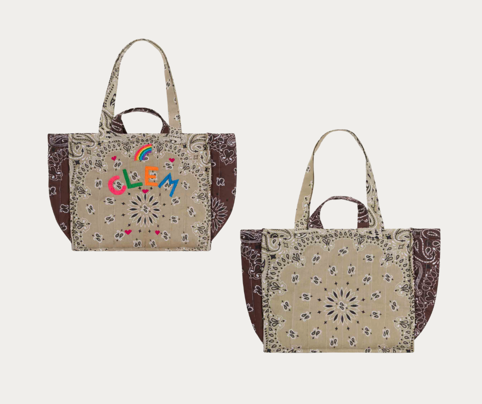Medium Cabas Tote by Call It By Your Name with "clem" embroidered on the front