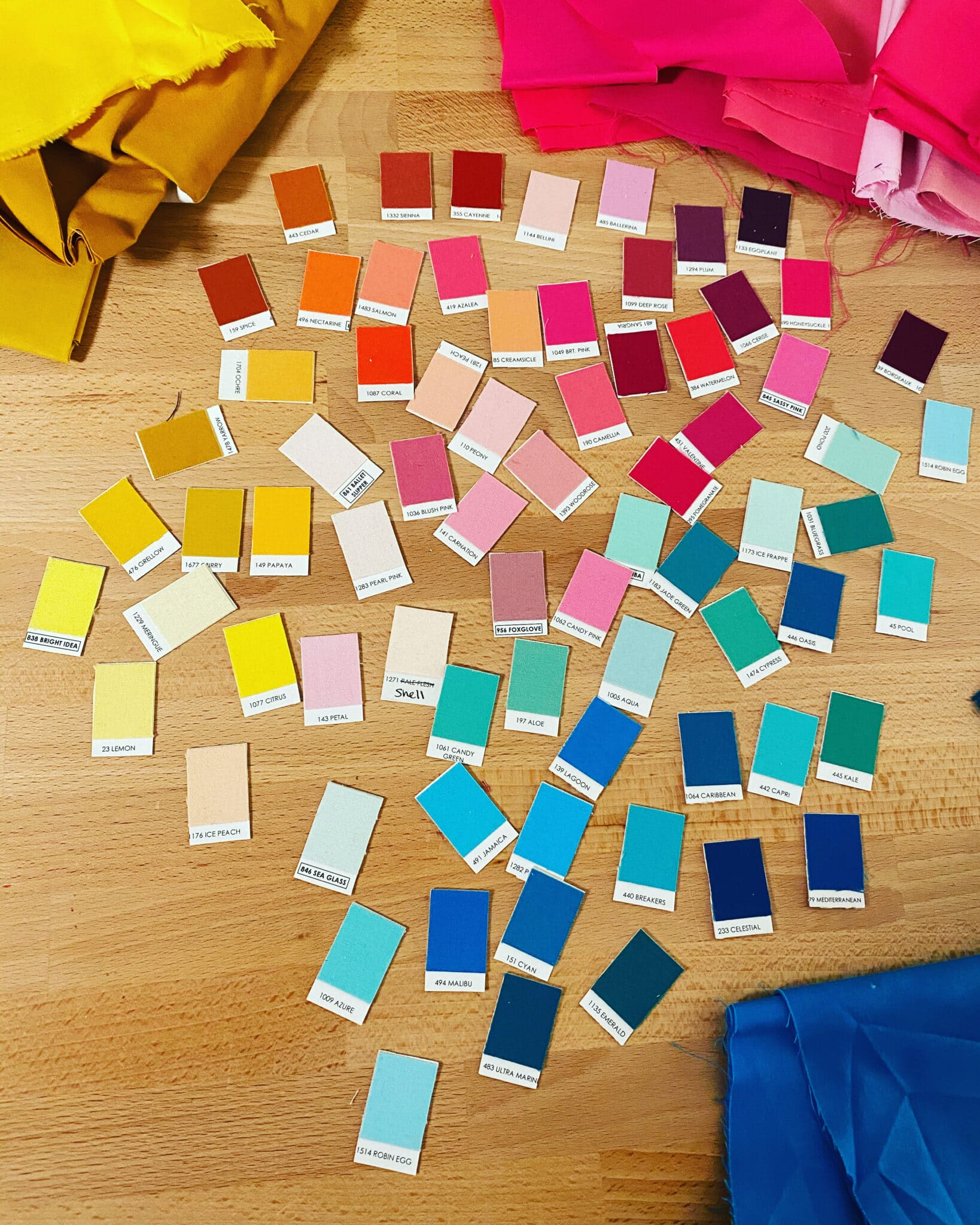 Fabric color swatches