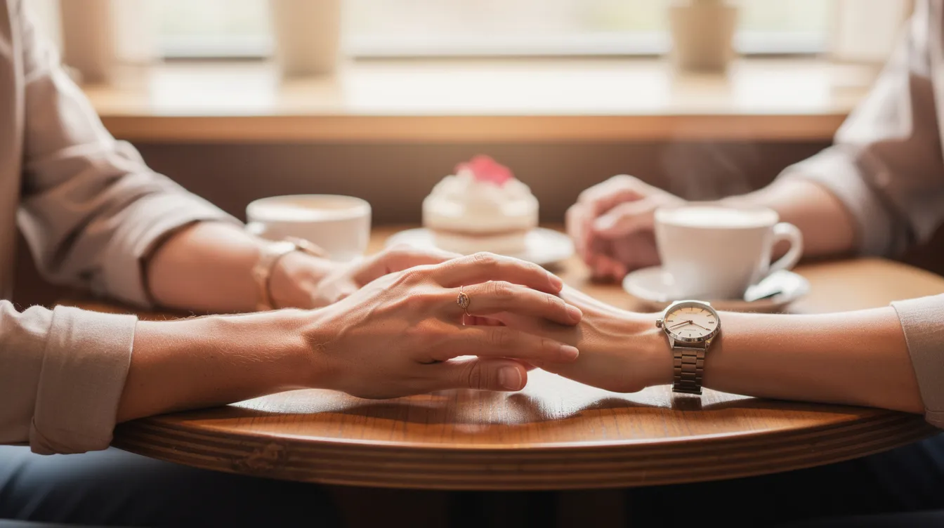 The image features two hands intertwined, hinting at a new relationship, symbolizing a soft launch of a romantic connection. This gentle gesture suggests a budding romance, inviting curiosity about the partner's identity while maintaining a sense of privacy.