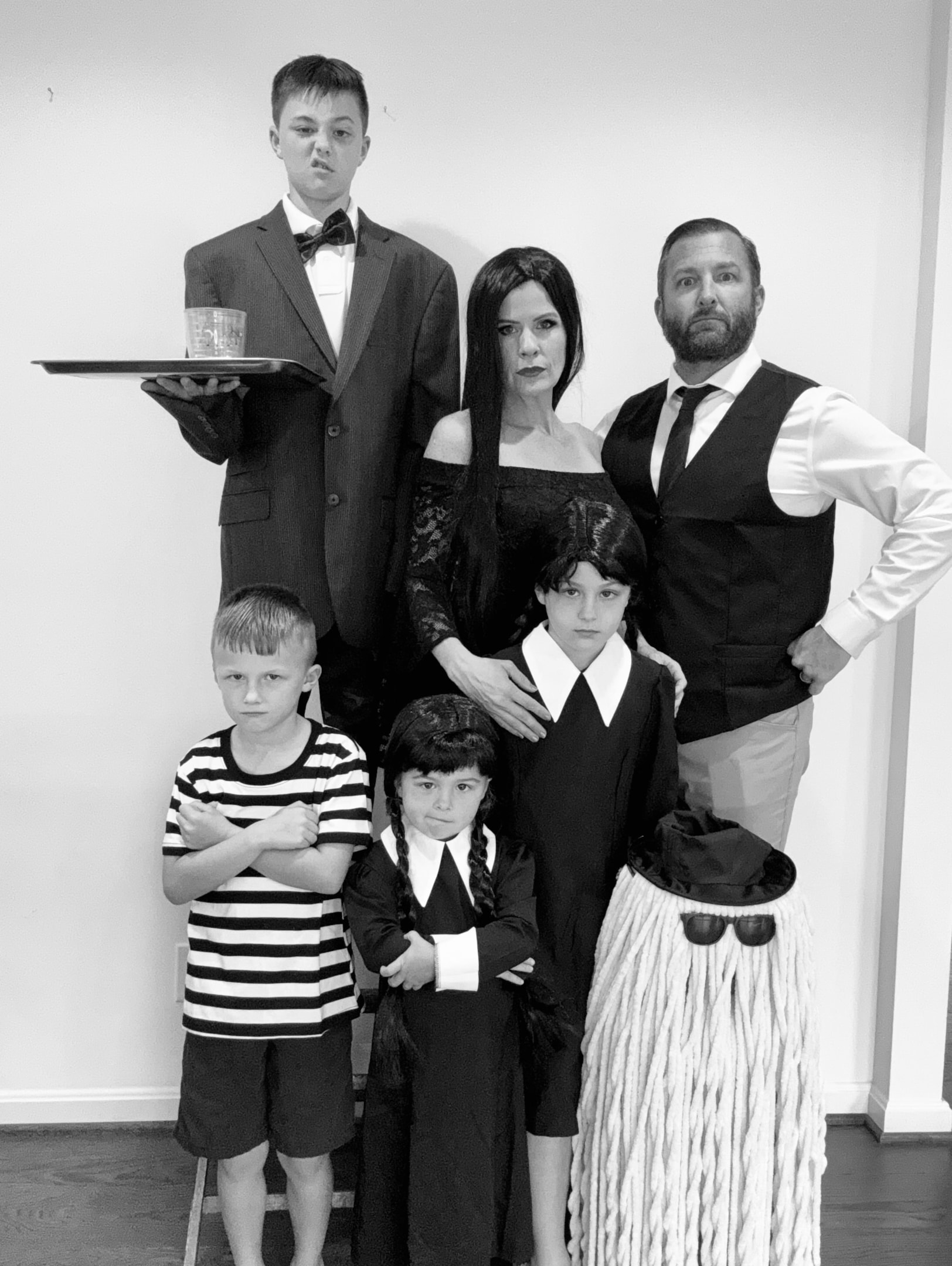 Family Halloween Costumes - ours dressed up as the Addams Family
