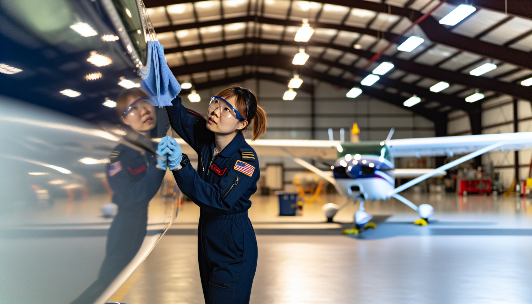 Pilot maintaining aircraft with ceramic coating