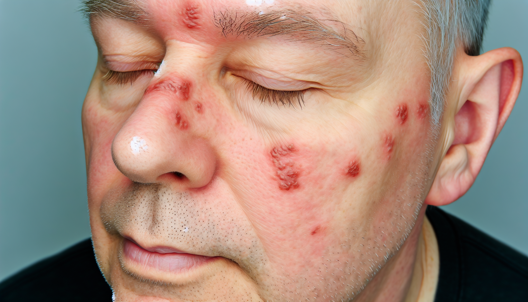Photo of actinic keratosis on a person's face