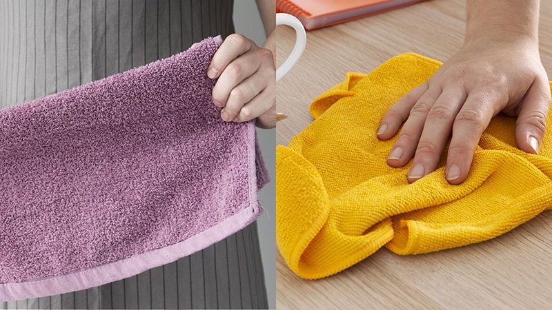 Purple Cotton and Yellow Microfiber Towel