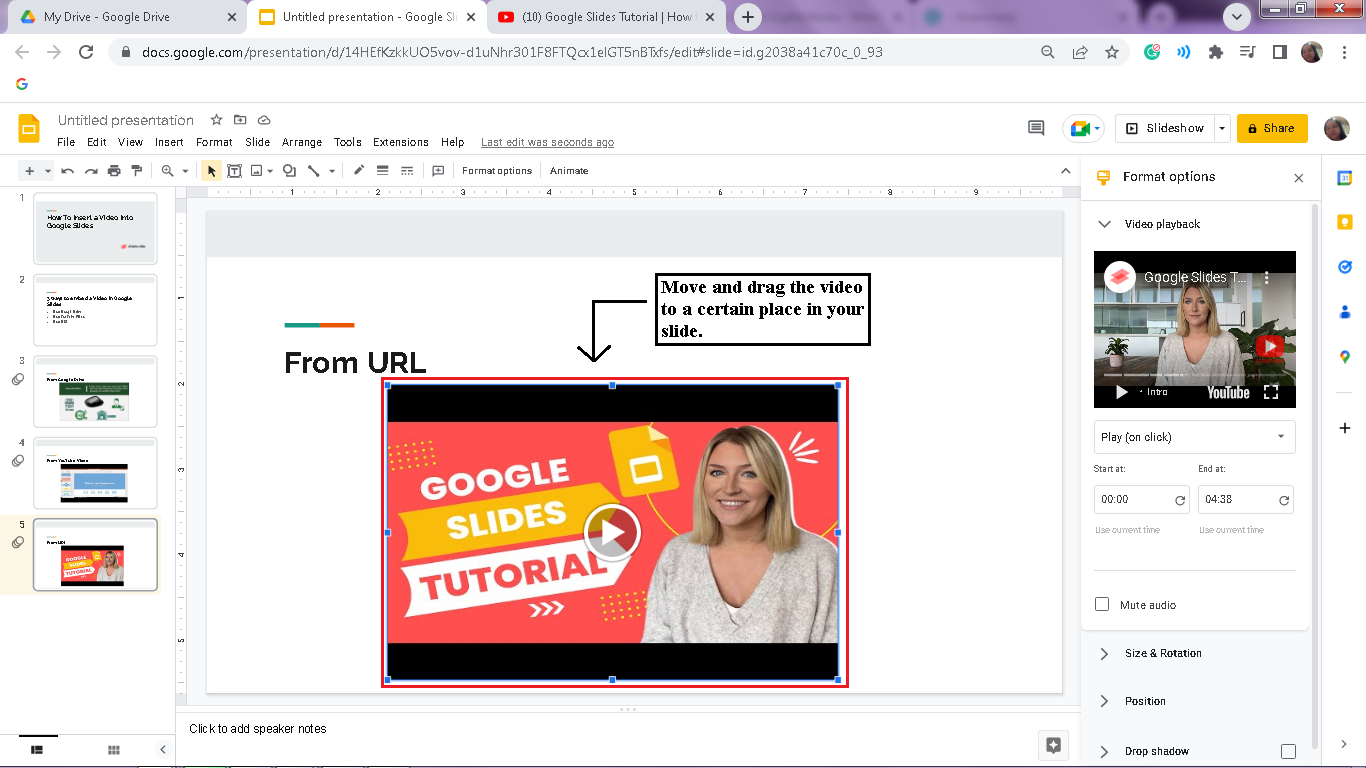 how to insert a video in google presentation