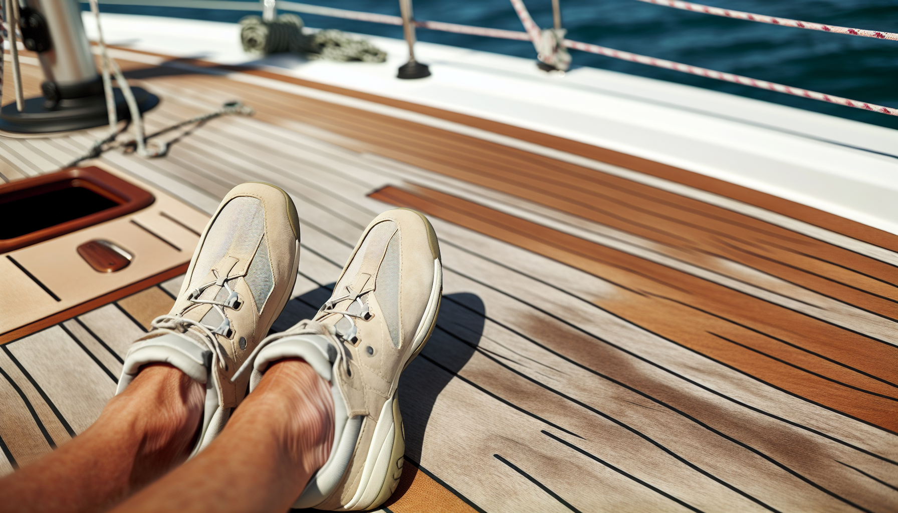 Sailing shoes on a wooden deck