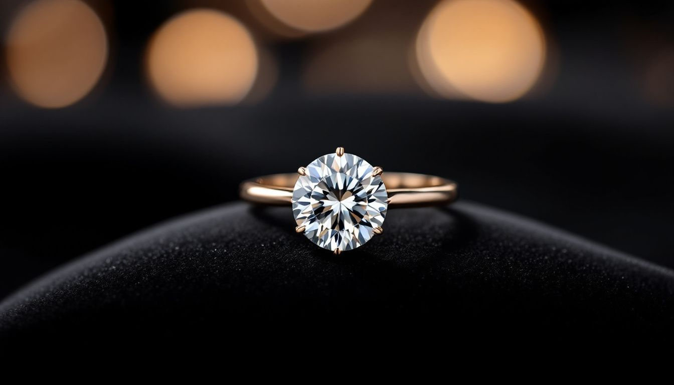 A stunning lab-grown diamond ring on display.