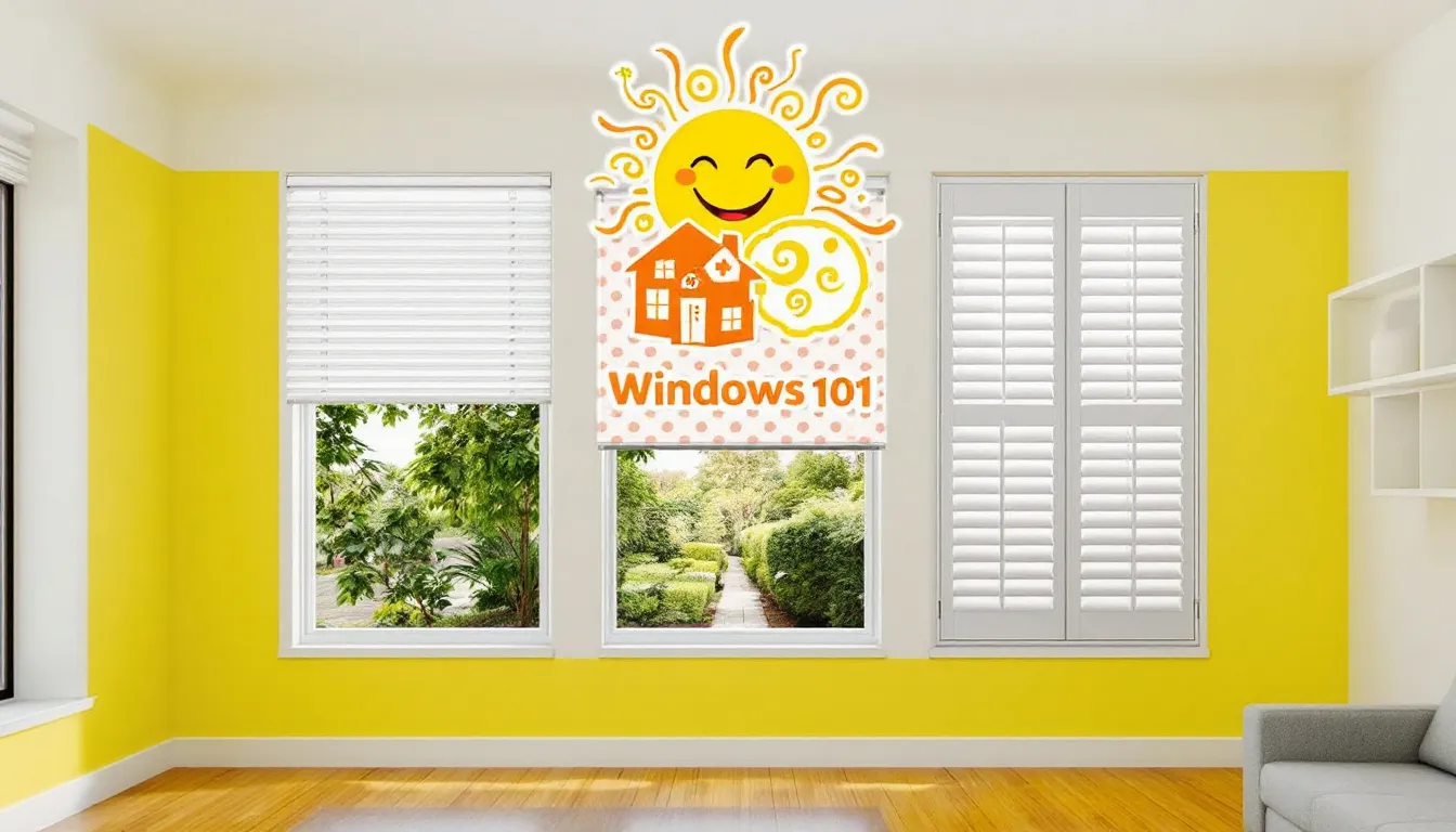 An overview image depicting different types of window treatments including blinds and shades, highlighting the difference between them.