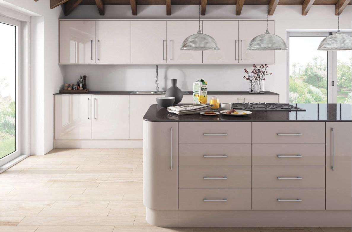 Sleek modern cashmere kitchen