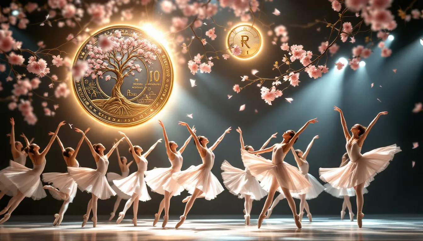 Commemorative coins celebrating ballet anniversaries.