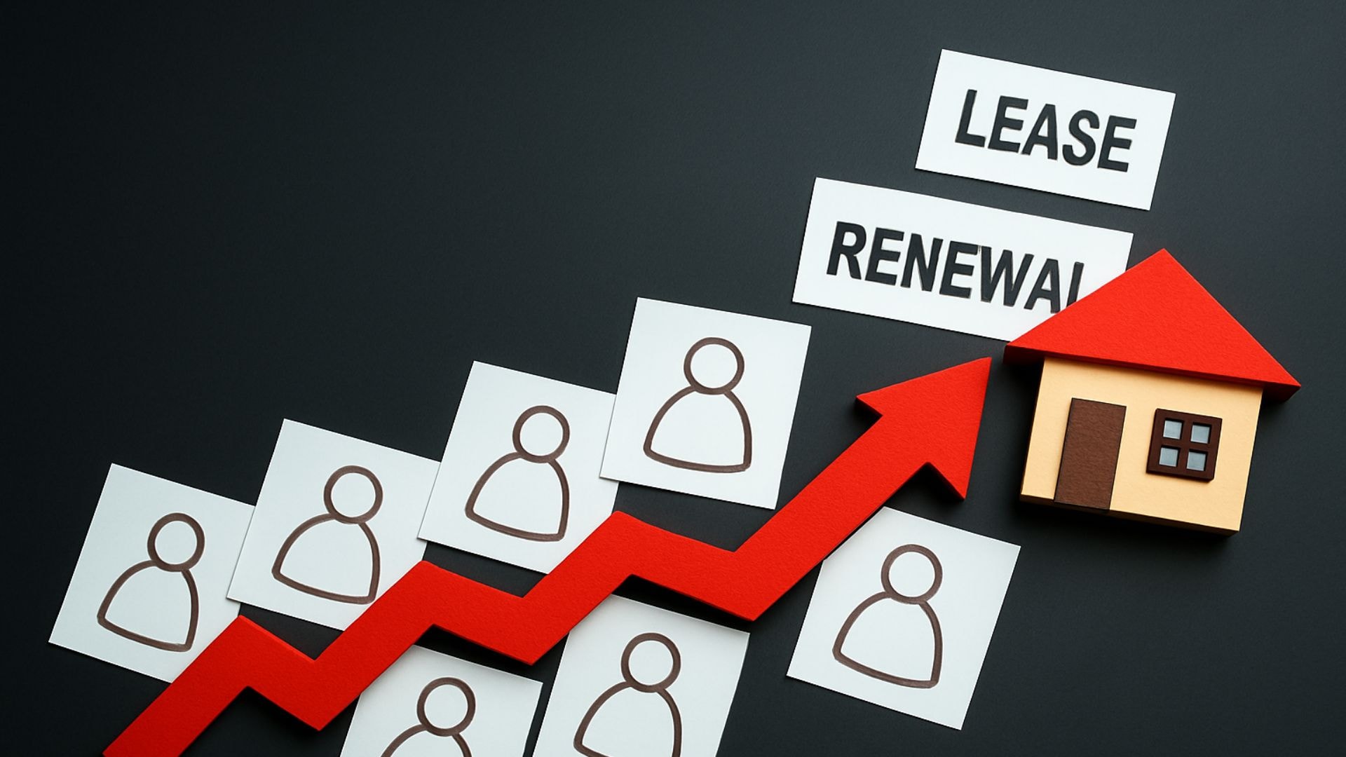 Lease renewal and housing graphic showing lease renewal incentives, happy tenants, and ways to enhance tenant retention and encourage lease renewals